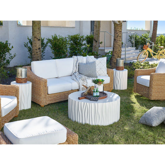 Geneva Cocktail Table by Coastal Living by Universal Furniture in stainless steel and abaco white. Made from unique in a coastal style.