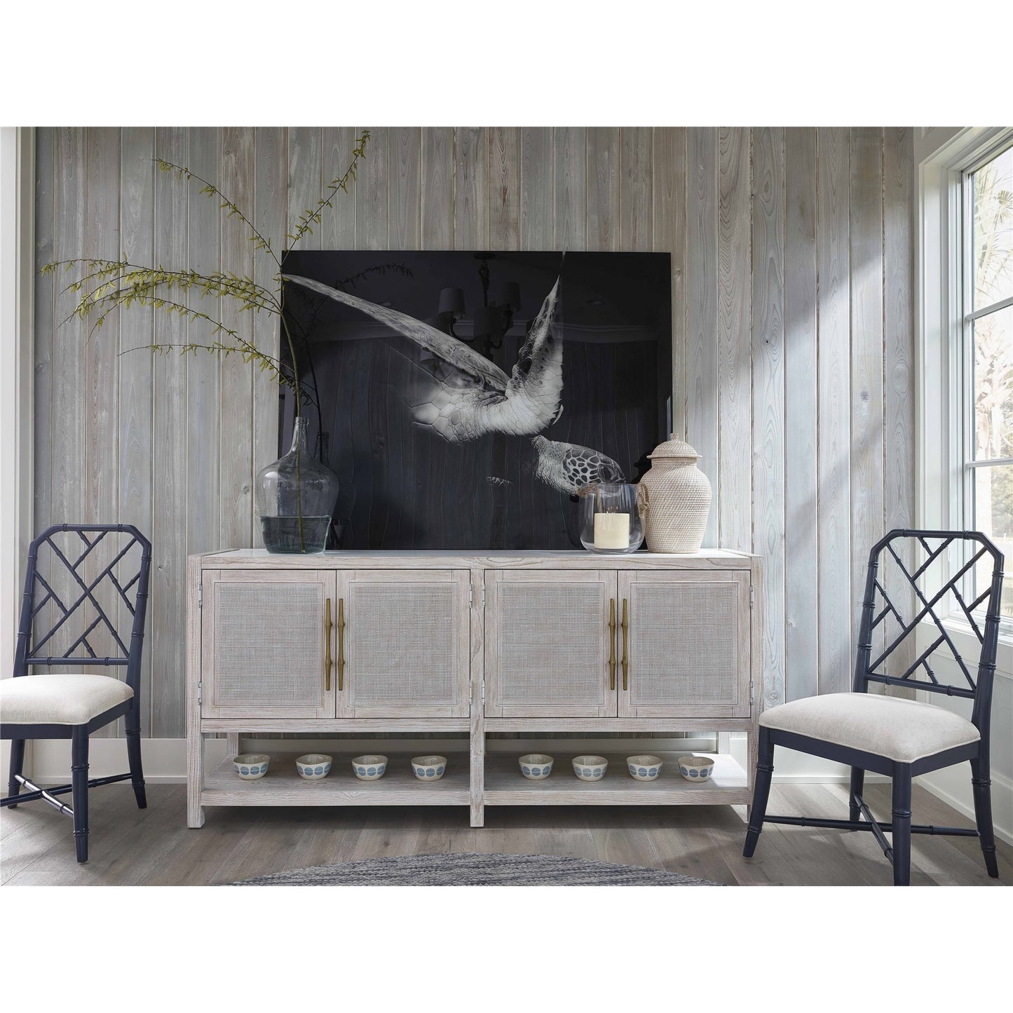 002 SI-1871211 | Lifestyle | Getaway Buffet by Coastal Living by Universal Furniture in antique brass and sea oat. Made from unique in a transitional style.