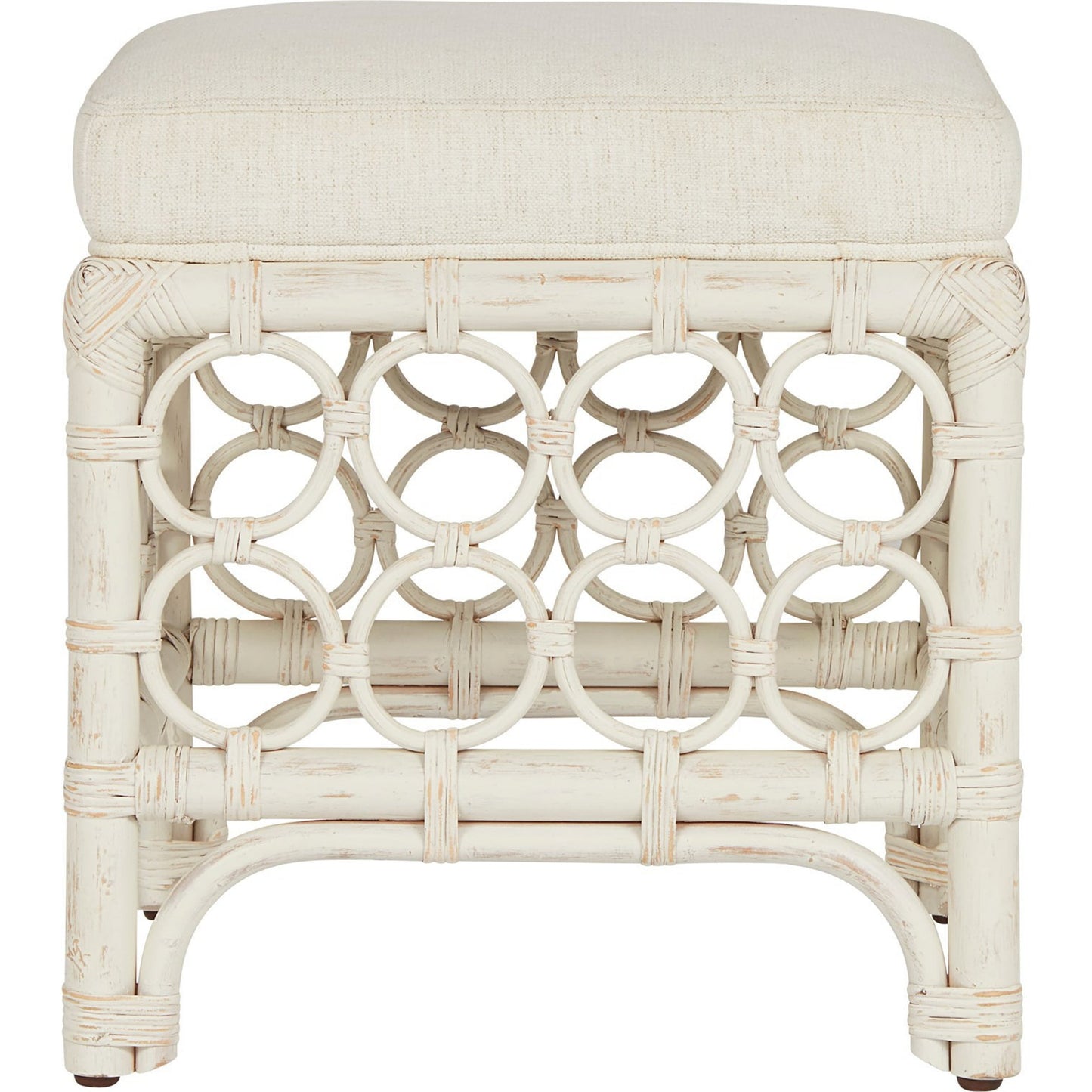 002 SI-1871241 | Additional Silo | Getaway Rattan Stool by Coastal Living by Universal Furniture in nomad snow and egret. Made from 92% polyester, 8% linen in a coastal style.