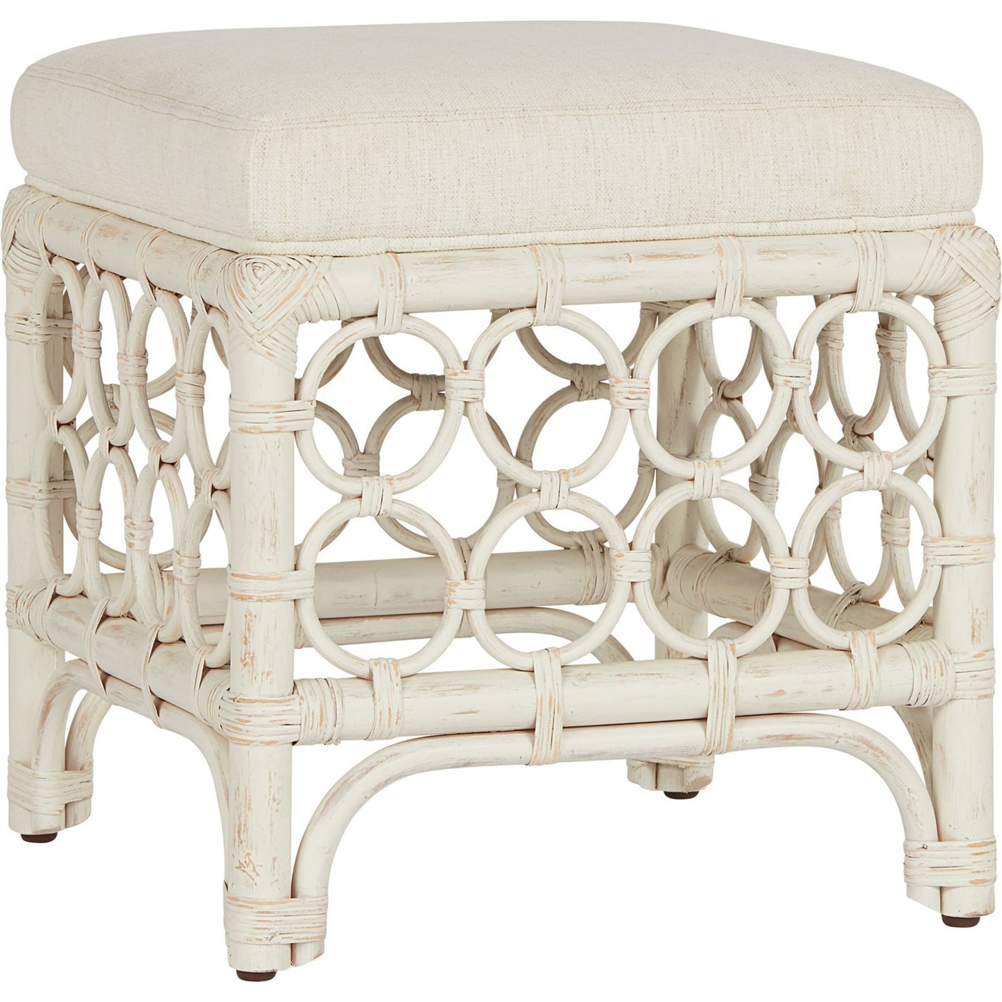 001 SI-1871241 | Additional Silo | Getaway Rattan Stool by Coastal Living by Universal Furniture in nomad snow and egret. Made from 92% polyester, 8% linen in a coastal style.