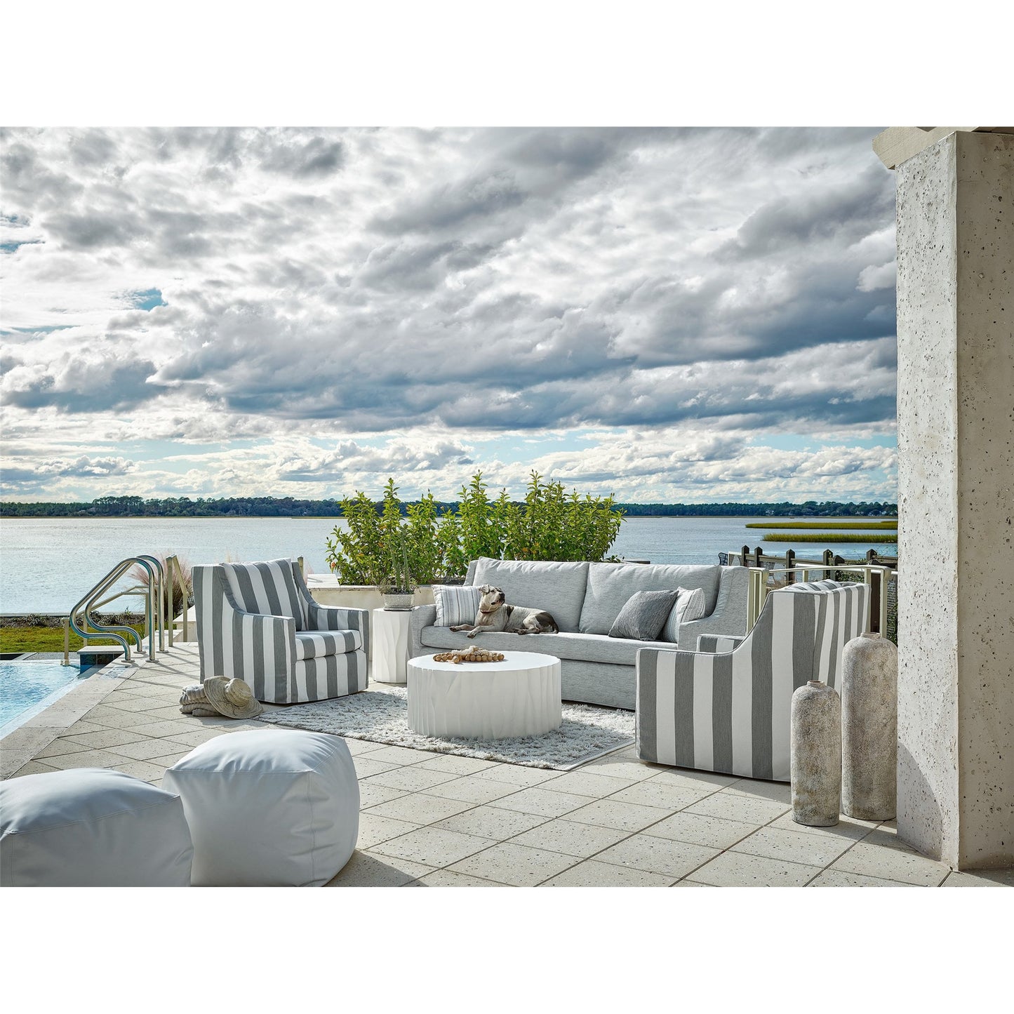 005 SI-1871133 | Lifestyle | Geneva Cocktail Table by Coastal Living by Universal Furniture in stainless steel and abaco white. Made from unique in a coastal style.