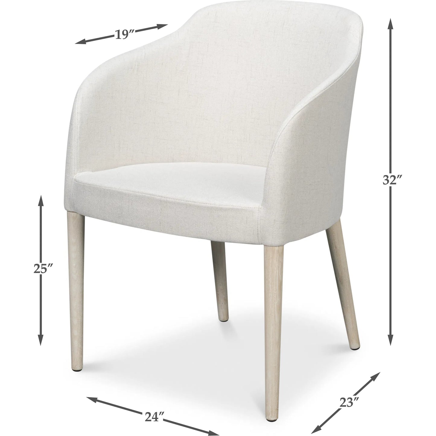 013 SI-2447892 | Unknown | Occasional Contemporary Chair by Sarreid Ltd. in white. Made from beechwood, lime white, crema fabric in a unique style.