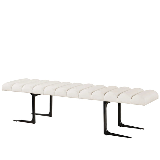 Erinn V X Universal Devereux Bed Bench by Universal Furniture in endurance sand and black nickel. Made from 80% polyurethane, 20% polyester in a modern style.