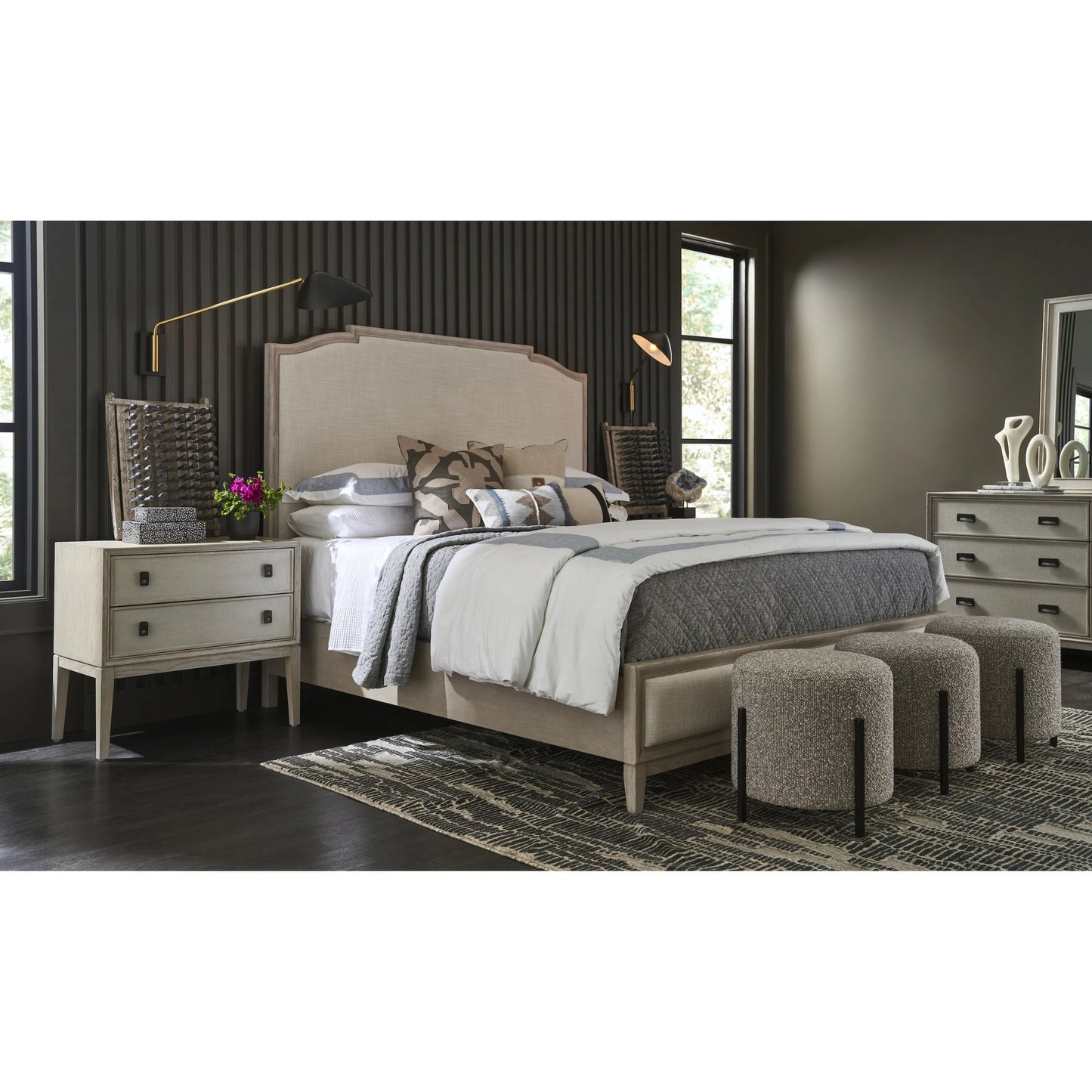 005 SI-2146358 | Lifestyle | Coalesce Presley Two Drawer Nightstand by Universal Furniture in rolling fog. Made from unique in a transitional style.