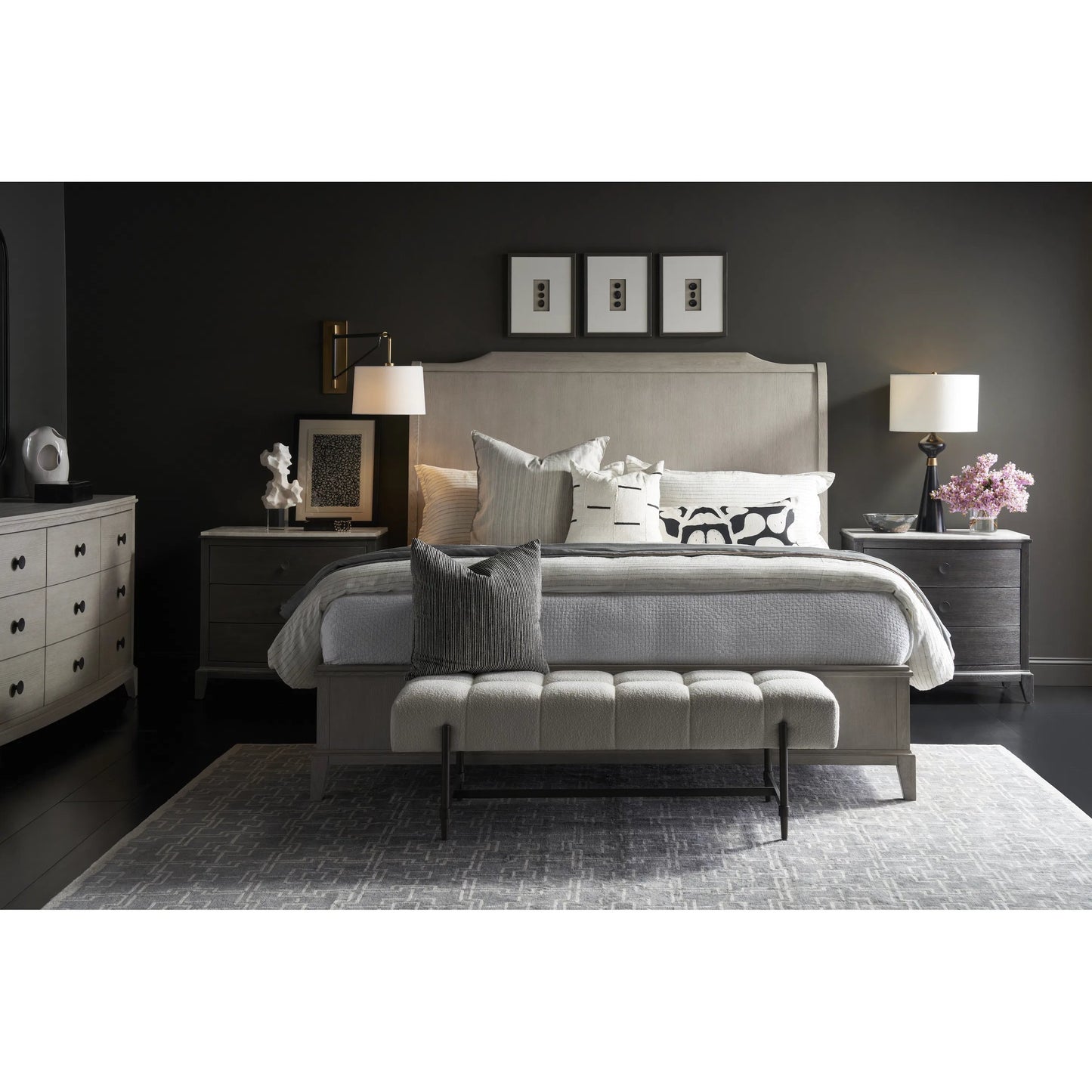 003 SI-2146360 | Lifestyle | Coalesce Serene Bench by Universal Furniture in soft matte black. Made from unique in a unique style.