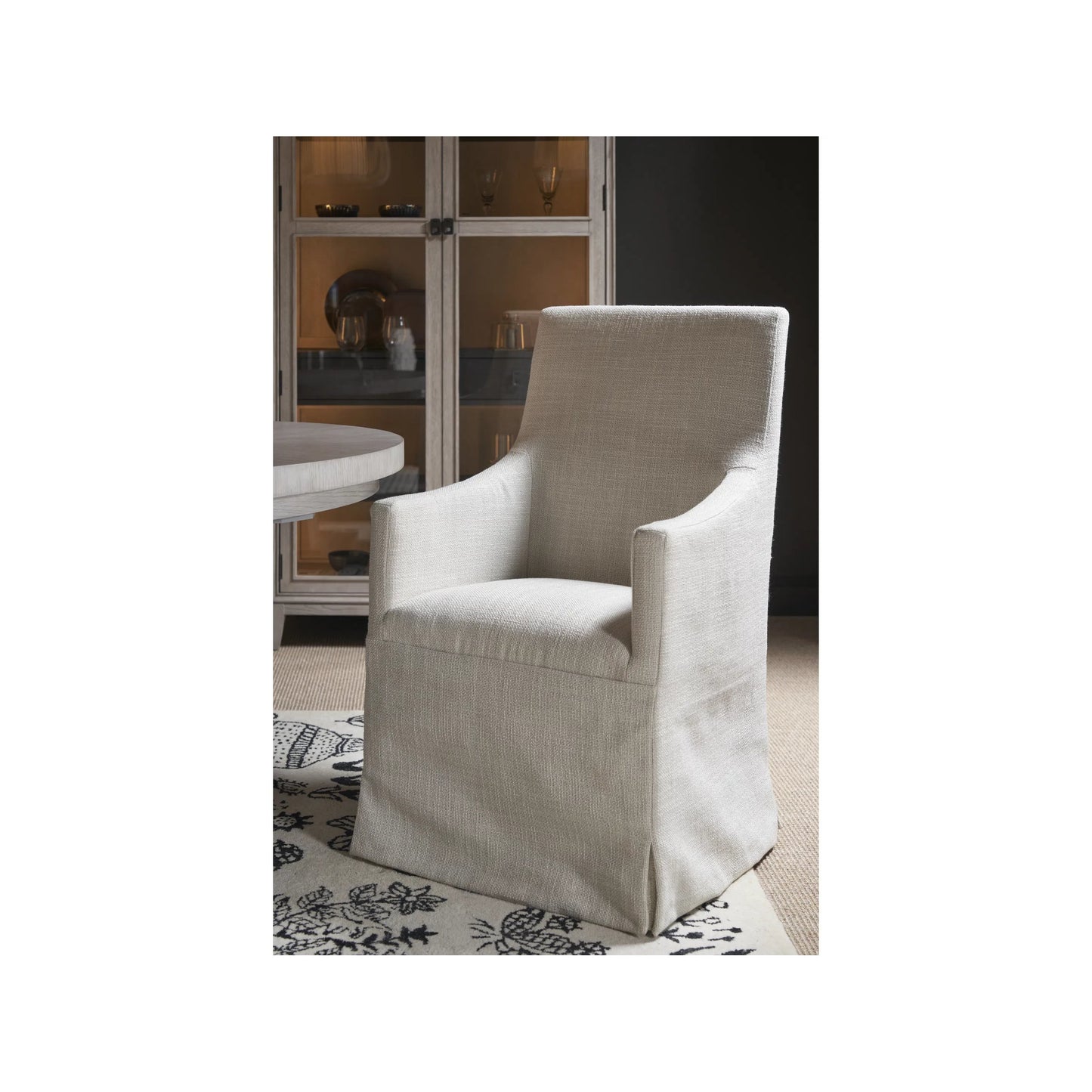 004 SI-2146354 | Closeup | Coalesce Manning Slip Cover Chair by Universal Furniture in asbury oyster, solid wood frame. Made from unique in a unique style.