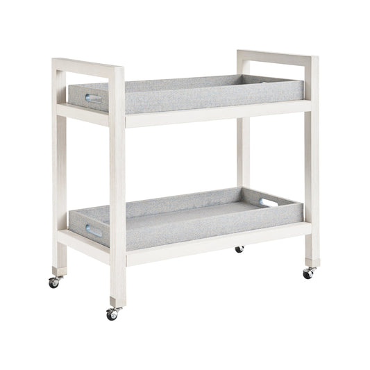 Weekender Jupiter Bar Cart by Coastal Living by Universal Furniture in white sand, blue seagrass. Made from unique in a modern style.