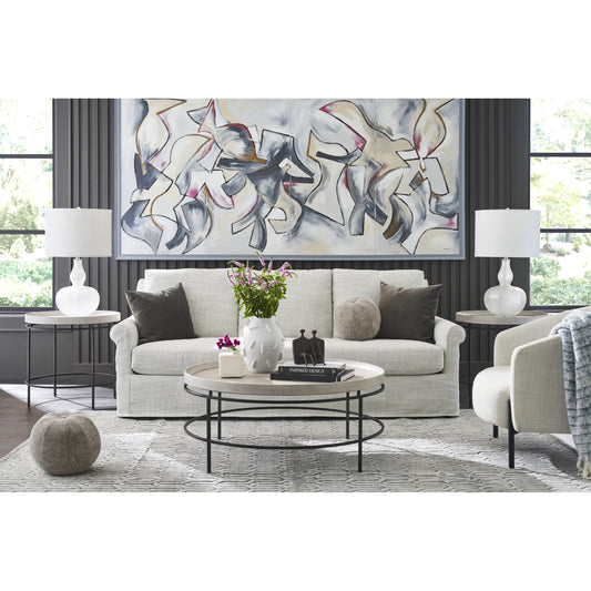 Coalesce Round Tray Top Cocktail Table by Universal Furniture in rolling fog. Made from unique in a modern style.