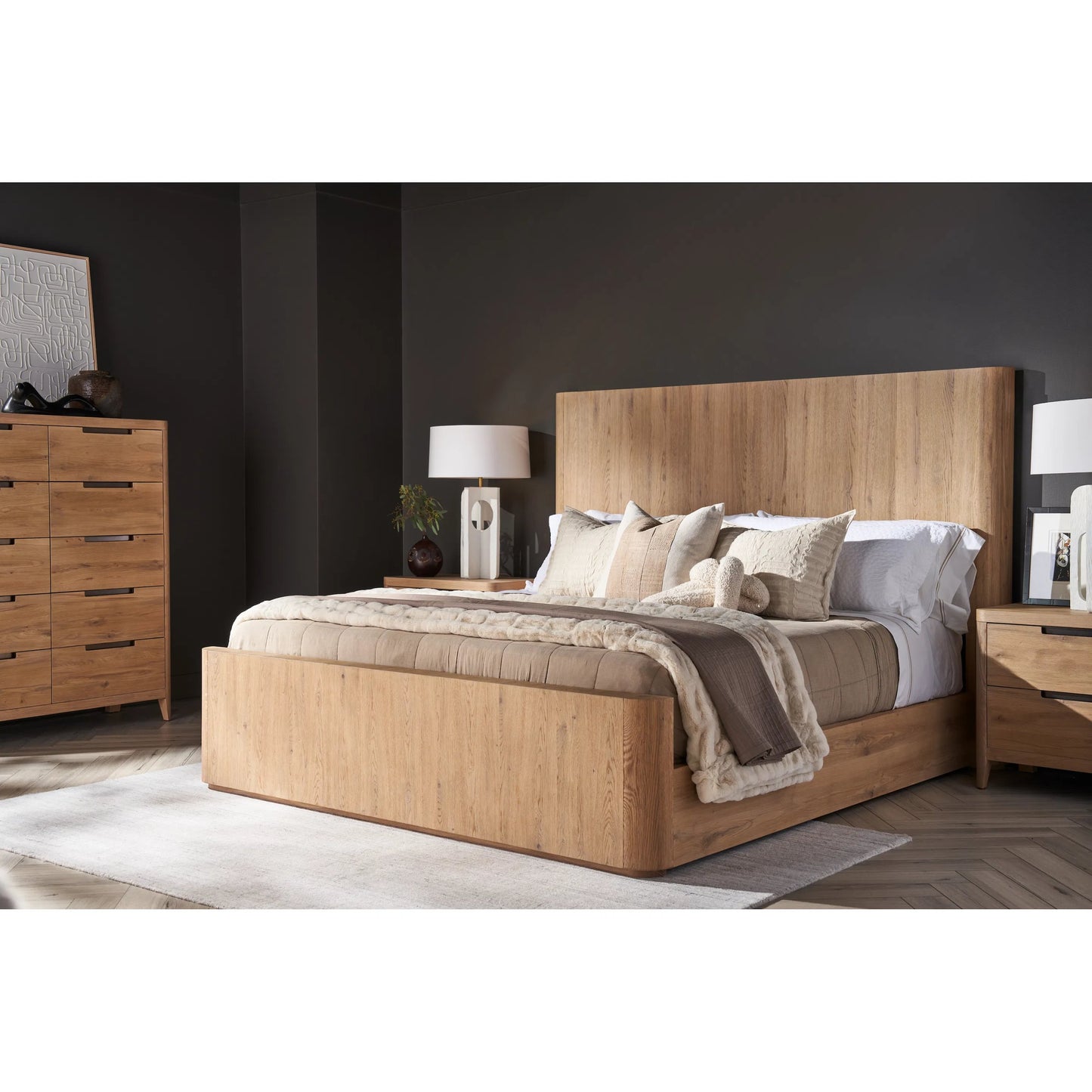 003 SI-2195693,SI-2195694 | Lifestyle | Modern Walker Bed by Universal Furniture in organic natural oak. Made from unique in a transitional style.