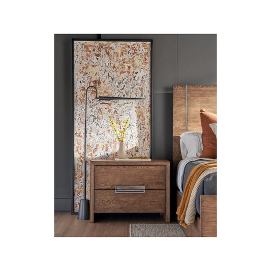 Modern Atlas Drawer Nightstand by Universal Furniture in medium brown oak. Made from unique in a traditional style.