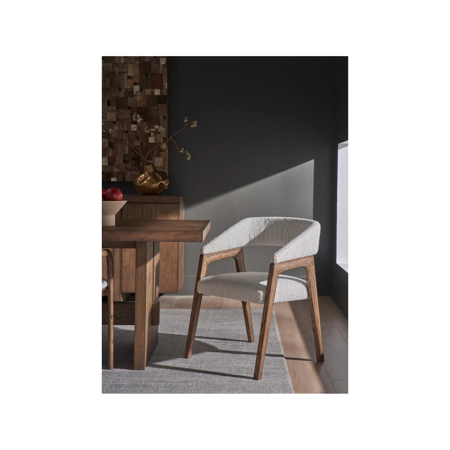004 SI-2195606 | Lifestyle | Modern Barrel Back Dining Chair by Universal Furniture in aged satin pewter finish. Made from unique in a unique style.