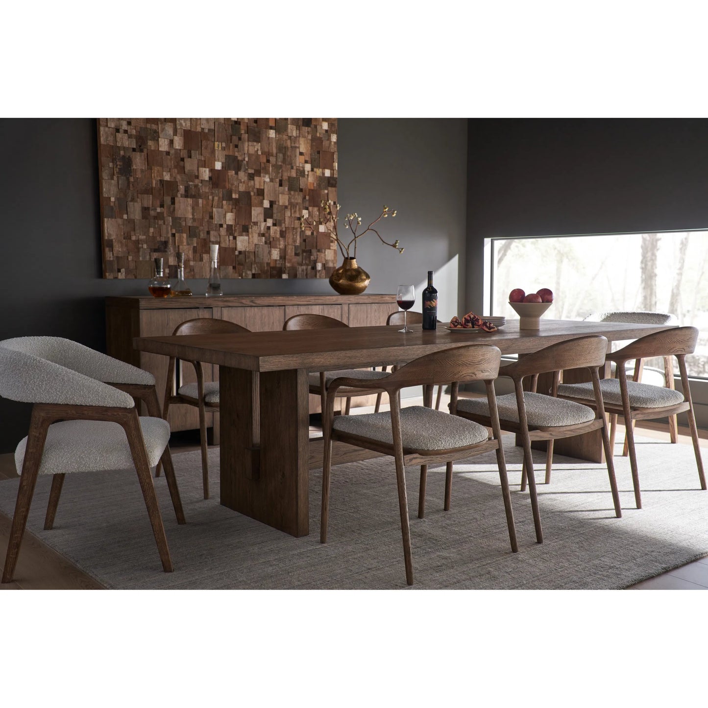 005 SI-2195606 | Lifestyle | Modern Barrel Back Dining Chair by Universal Furniture in aged satin pewter finish. Made from unique in a unique style.
