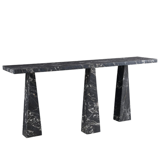 Modern Spectrum Sofa Table by Universal Furniture in golden portoro marble. Made from unique in a modern style.