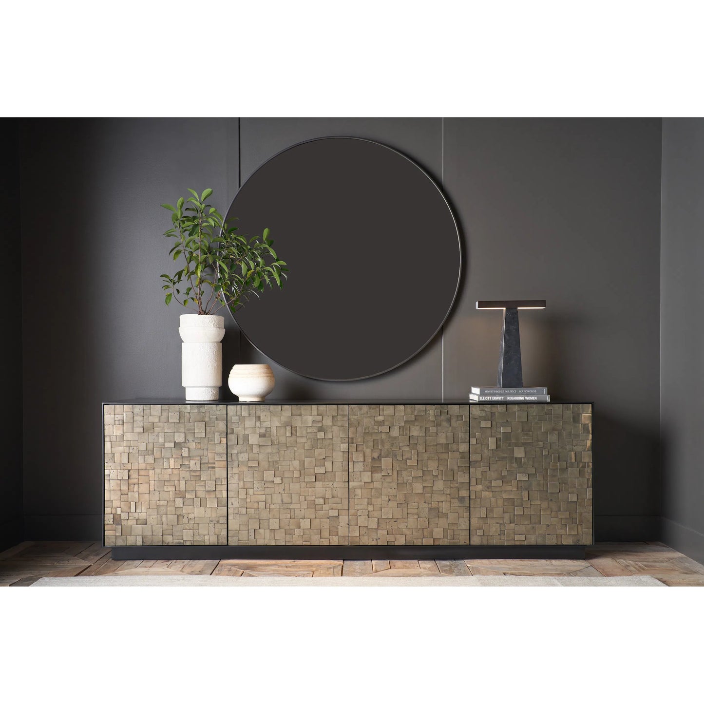 003 SI-2195671 | Lifestyle | Modern Orion Mirror by Universal Furniture in white satin bronze. Made from unique in a unique style.