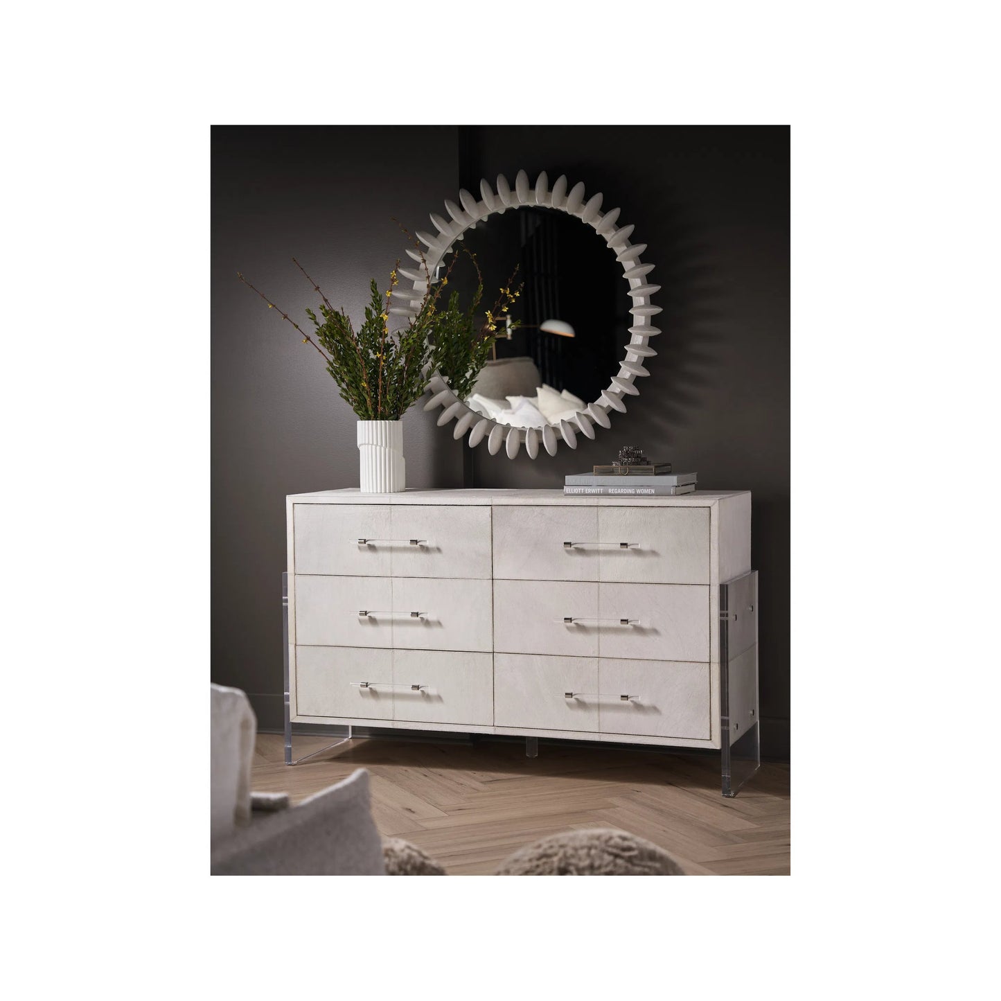 005 SI-2195687 | Lifestyle | Modern Solstice Mirror by Universal Furniture in white. Made from unique in a unique style.