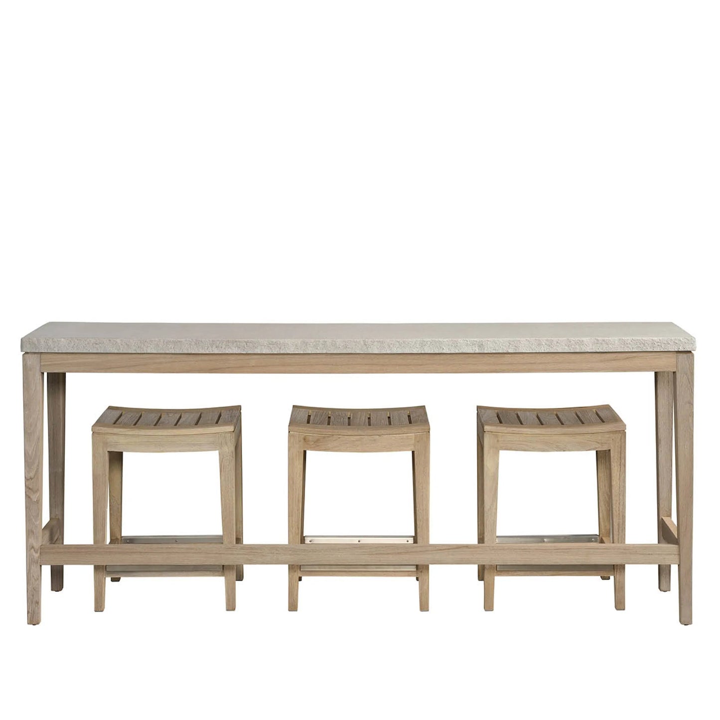 002 SI-2303239 | Additional Silo | Saratoga Console with 3 Counter Stools by Coastal Living by Universal Furniture in warm weathered teak. Made from unique in a unique style.