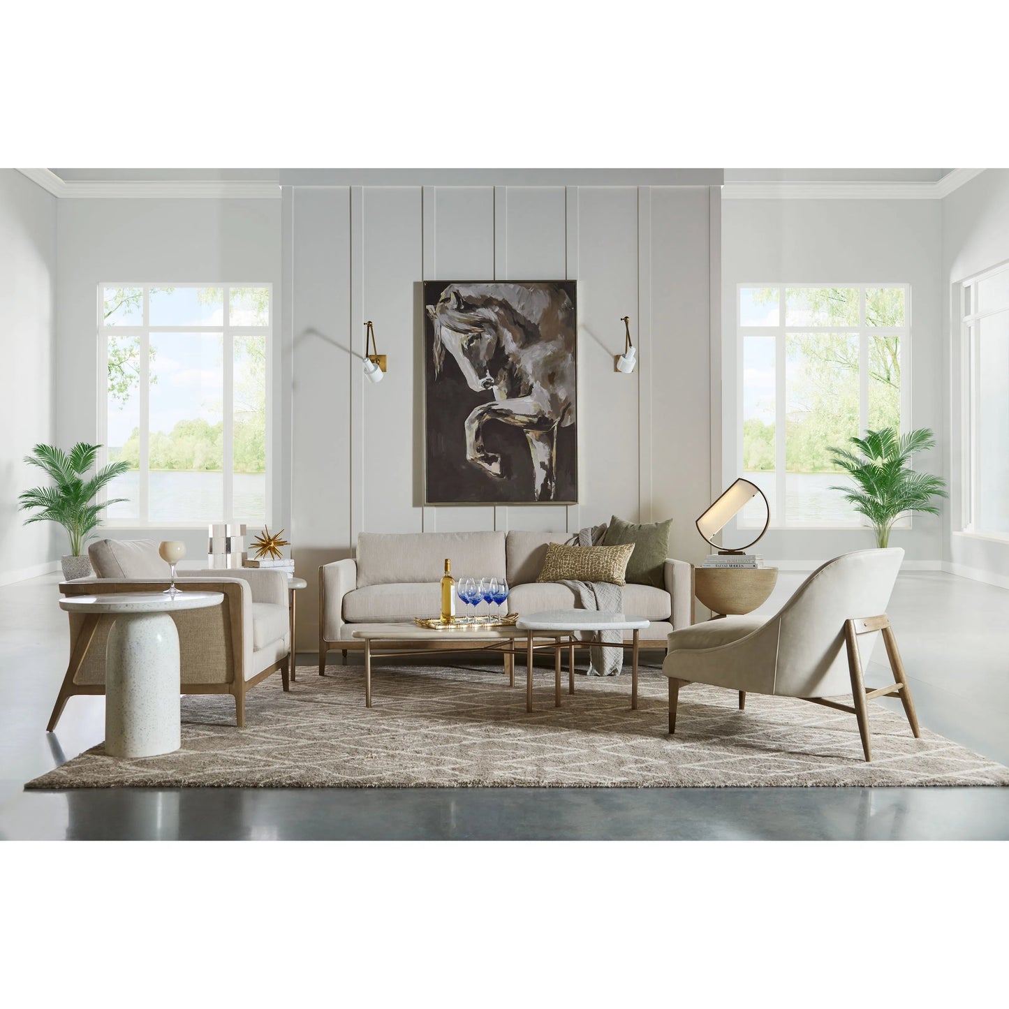 004 SI-2064992 | Lifestyle | Cotiere Terrazzo End Table by A.R.T. Furniture in white. Made from parawood solids, terrazo stone in a modern style.