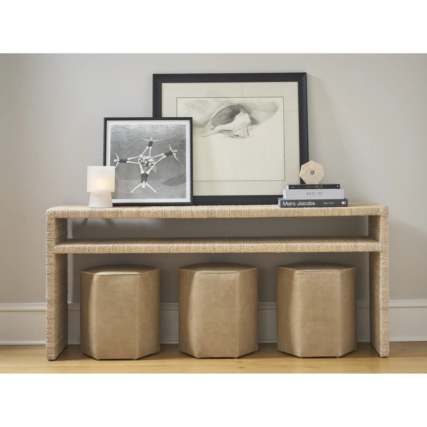 003 SI-2473040 | Lifestyle | Oasis Abaca Console by Coastal Living by Universal Furniture in natural tan. Made from unique in a rustic style.