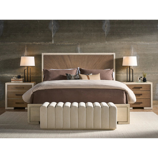 Modern Strata Bench by Universal Furniture in natural. Made from 97% poly, 3% linen. in a unique style.