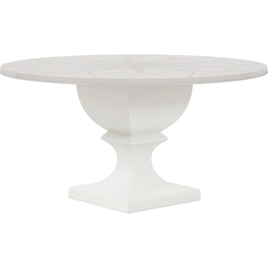 Mezzanine Round Dining Table by A.R.T. Furniture in dove gray. Made from parawood, poplar solids, maple veneer, resin in a modern style.