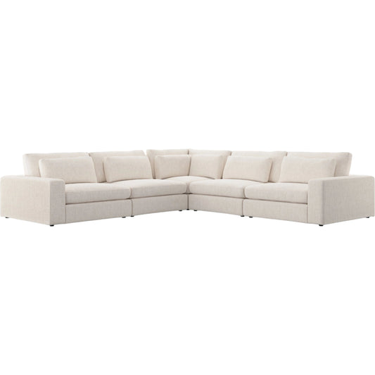 001 SI-1714493 | Primary Silo | Bloor 5-Piece Sectional by Four Hands in essence natural. Made from 49% viscose (rayon), 22% flax, linen, 18% polyester, 11% cotton, solid pine, 50% fiber, 50% down in a modern style.