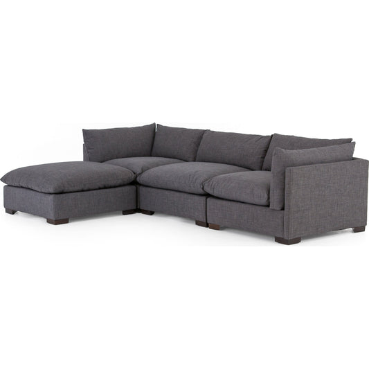 001 SI-1717184 | Additional Silo | Westwood 3 Piece Sectional with Ottoman by Four Hands in espresso, bennett charcoal and bennett charcoal. Made from 100% polyester, solid banak, solid pine in a modern style.
