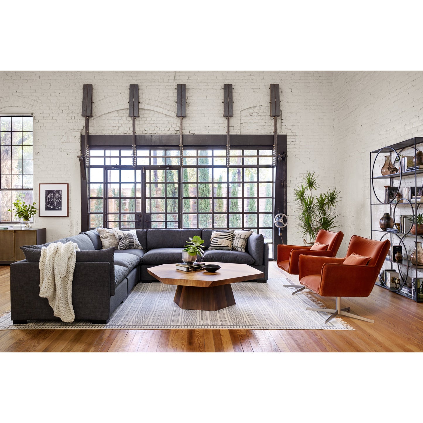 017 SI-1717193 | Lifestyle | Westwood 5-Piece Sectional by Four Hands. Made from 100% polyester, solid banak, solid pine in a modern style.
