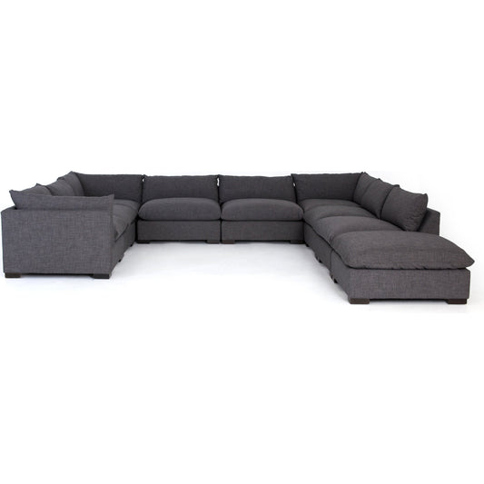 001 SI-1717205 | Additional Silo | Westwood 8 Piece Sectional with Ottoman by Four Hands in espresso, bennett charcoal and bennett charcoal. Made from 100% polyester, solid banak, solid pine in a modern style.