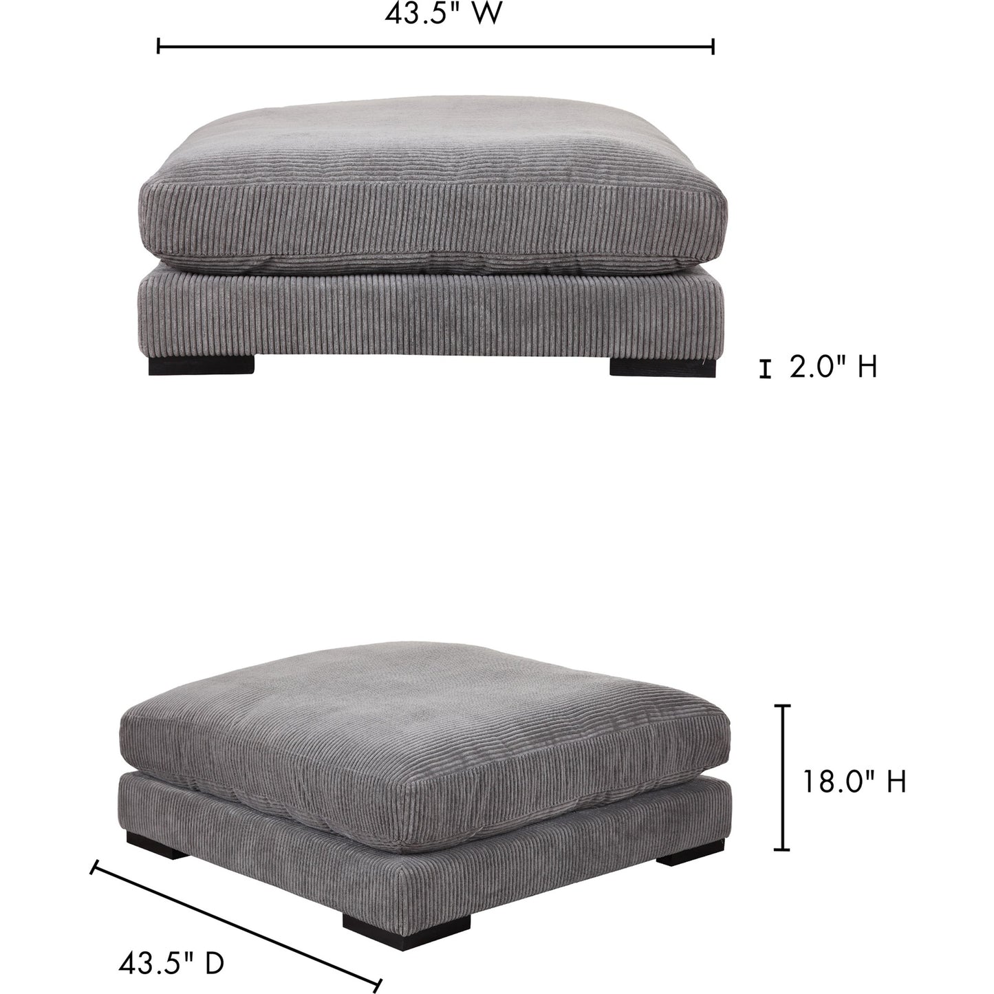 007 SR-386872 | Additional Silo | Tumble Ottoman by Moe's Home Collection in dark gray. Made from upholstery: 100% polyester, solid eucalyptus wood frame, plywood, upholstery foam in a modern style.