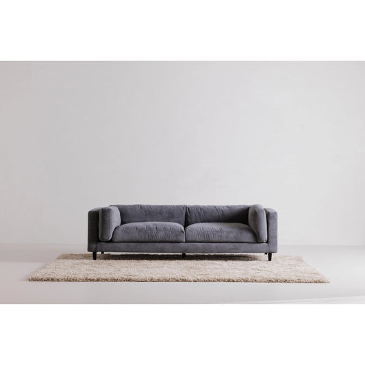 Lafayette Sofa by Moe's Home Collection in grey. Made from upholstery: 100% polyester, solid eucalyptus, plywood, rubber wood legs in a modern style.