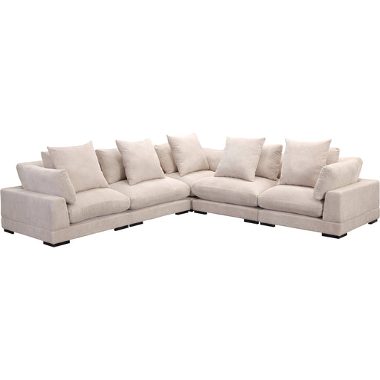 Tumble L Modular Sectional by Moe's Home Collection in cappuccino. Made from 100% polyester corduroy, solid eucalyptus frame, plywood, webbing support, foam in a modern style.