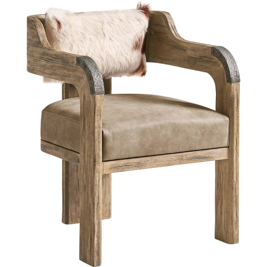 Stone Ridge Leather Arm Chair by Jonathan Charles in tully light acacia. Made from acacia in a cottage & farmhouse style.
