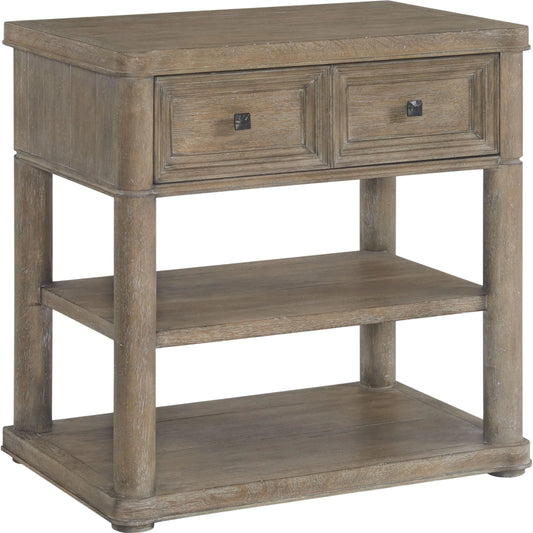 001 SI-2356201 | Primary Silo | Reforma Open Nightstand by A.R.T. Furniture in tapenade, gunmetal. Made from parawood solids, random match flaky oak veneers, metal in a traditional style.