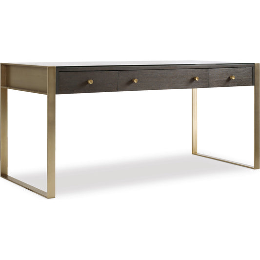 Curata Writing Desk by Hooker Furniture in midnight brown. Made from white oak veneers, metal in a modern style.