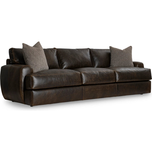 000 SI-2524012 | Primary Silo | Cameron Leather Sofa by Bernhardt in brown. Made from leather, polyfoam core, polyester fibers, waterfowl feathers, waterfowl down in a traditional style.