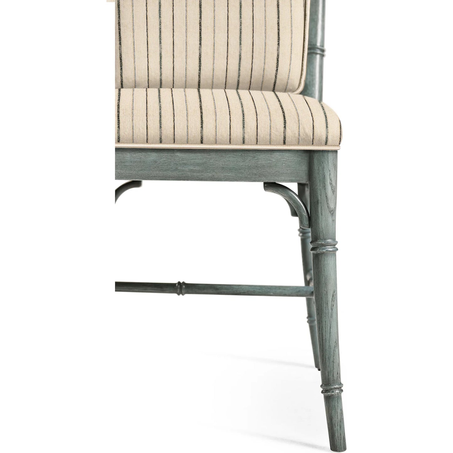 005 SI-2252692 | Closeup | Baronial Dining Side Chair by Jonathan Charles in blue and blue faded oak. Made from oak, fabric in a traditional style.