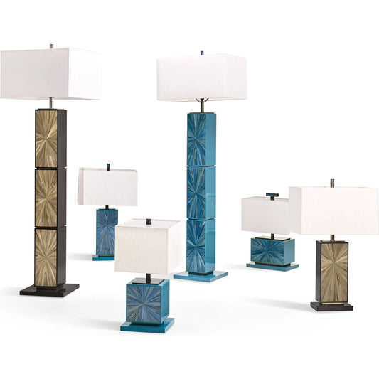 Sapphire Horizontal Table Lamp by Jonathan Charles in azure blue straw. Made from main straw in a unique style.
