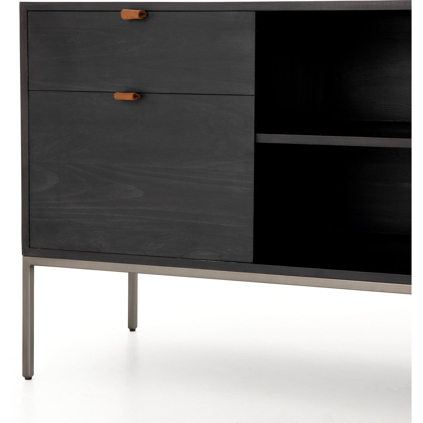 022 SI-1717040 | Additional Silo | Trey Modular Filing Credenza by Four Hands. Made from solid poplar, top grain leather, iron in a modern style.