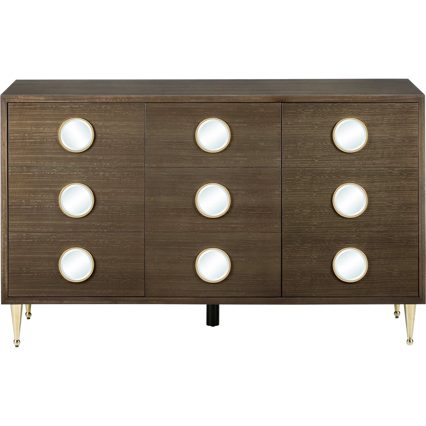 002 SI-2191691 | Additional Silo | Colette Cabinet by Currey and Company in tawny brown, polished brass, mirror. Made from figured eucalyptus, stainless steel, glass in a modern style.