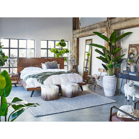 Madagascar Platform Bed by Moe's Home Collection in brown. Made from solid acacia, steel legs, wood slats in a modern style.