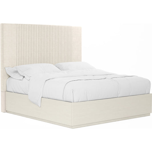 001 SI-2064952,SI-2064953 | Primary Silo | Blanc Upholstered Panel Bed by A.R.T. Furniture in alabaster. Made from parawood solids, maple veneers, foam, fabric in a modern style.
