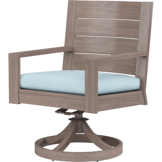 001 SI-2513768 | Primary Silo | Laguna Outdoor Swivel Dining Chair by Sunset West in browns. Made from aluminum in a modern style.