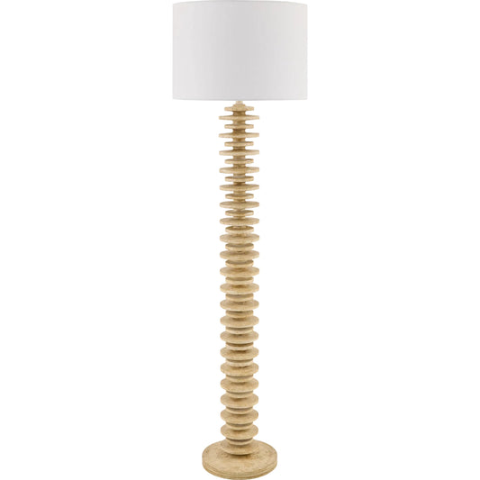 001 SI-2380085 | Primary Silo | Ukwi Accent Floor Lamp by Surya in white, beige, translucent, metallic nickel. Made from resin, linen, polyester, iron in a rustic style.