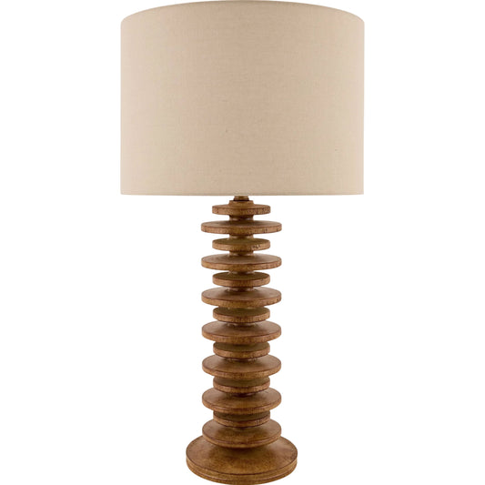 Ukwi Accent Table Lamp by Surya. Made from resin, linen, polyester, iron in a rustic style.