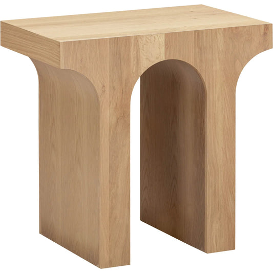 001 SI-2325319 | Primary Silo | Umbrella Side Table by LH Imports in light brown and brush white wash. Made from solid oak, oak veneer, mdf in a transitional style.