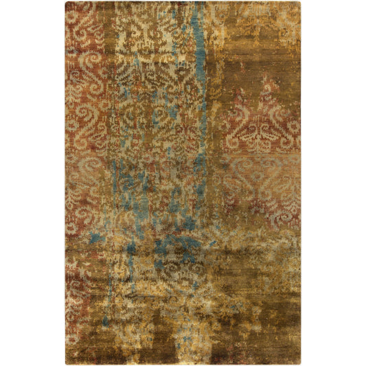 Uncharted Rug - 1768 by Surya in wheat, amber, tan, rust, dusty sage. Made from 100% wool in a unique style.