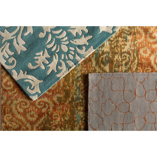 Uncharted Rug - 1768 by Surya in wheat, amber, tan, rust, dusty sage. Made from 100% wool in a unique style.