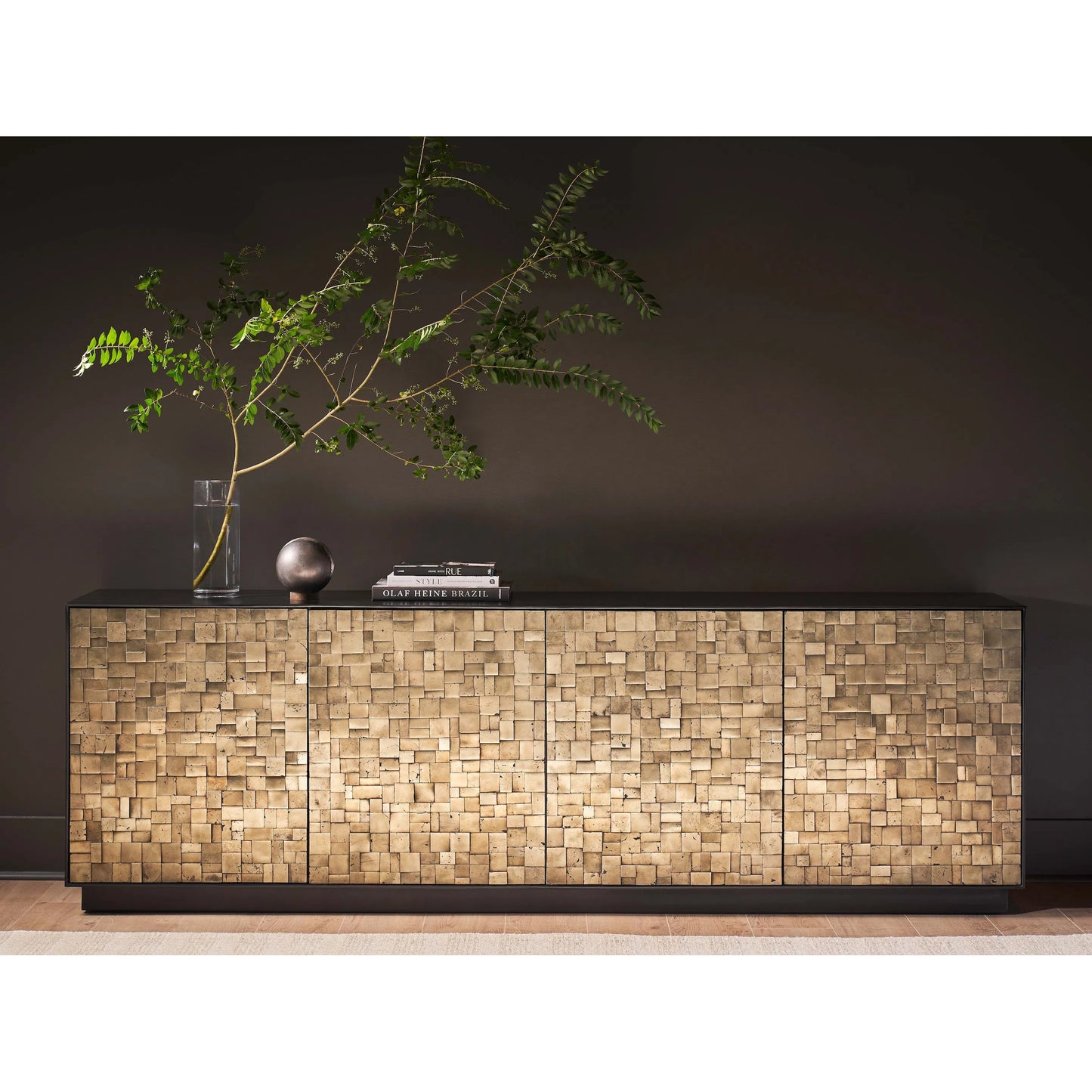 006 SI-2195610 | Closeup | Modern Cosmo Credenza by Universal Furniture in pyrite, matte black. Made from unique in a unique style.