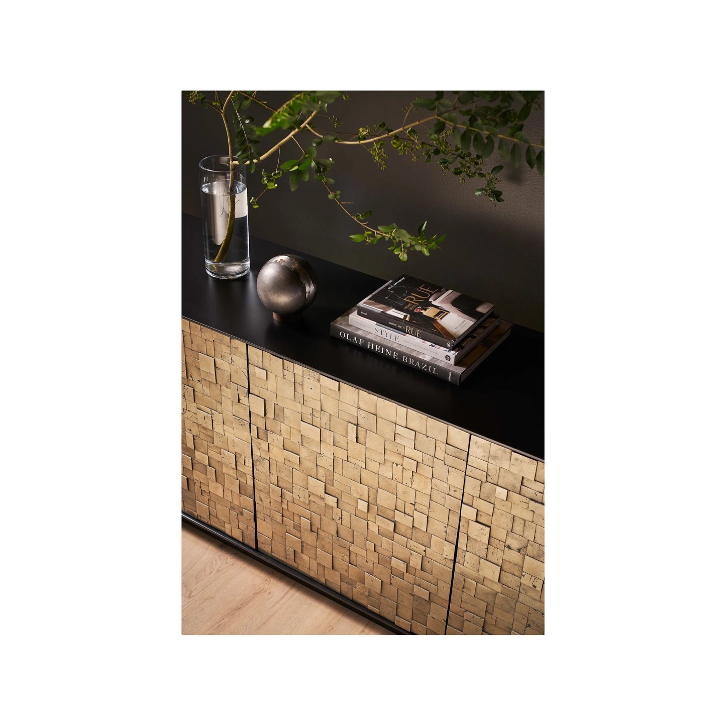 008 SI-2195610 | Closeup | Modern Cosmo Credenza by Universal Furniture in pyrite, matte black. Made from unique in a unique style.