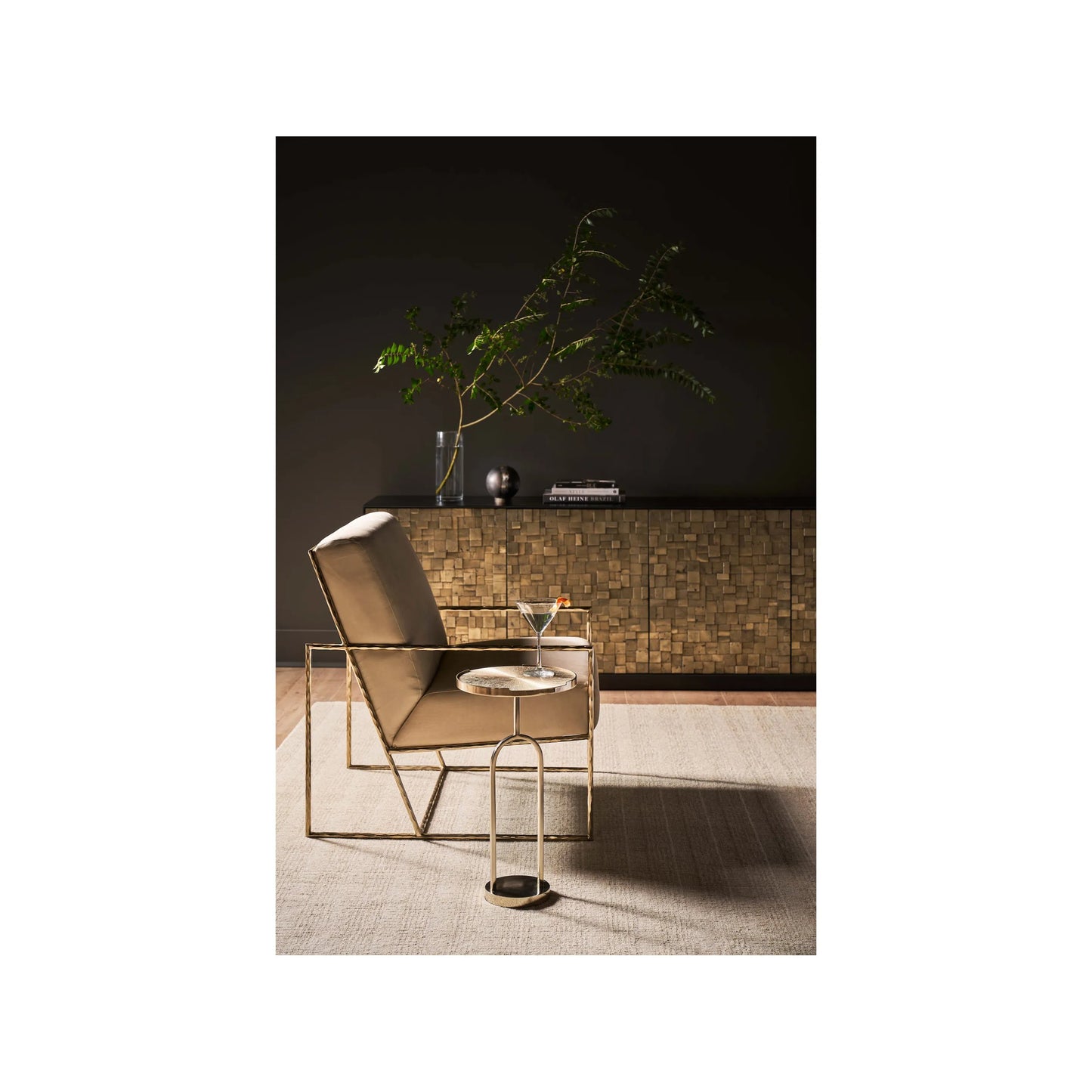 005 SI-2195610 | Closeup | Modern Cosmo Credenza by Universal Furniture in pyrite, matte black. Made from unique in a unique style.